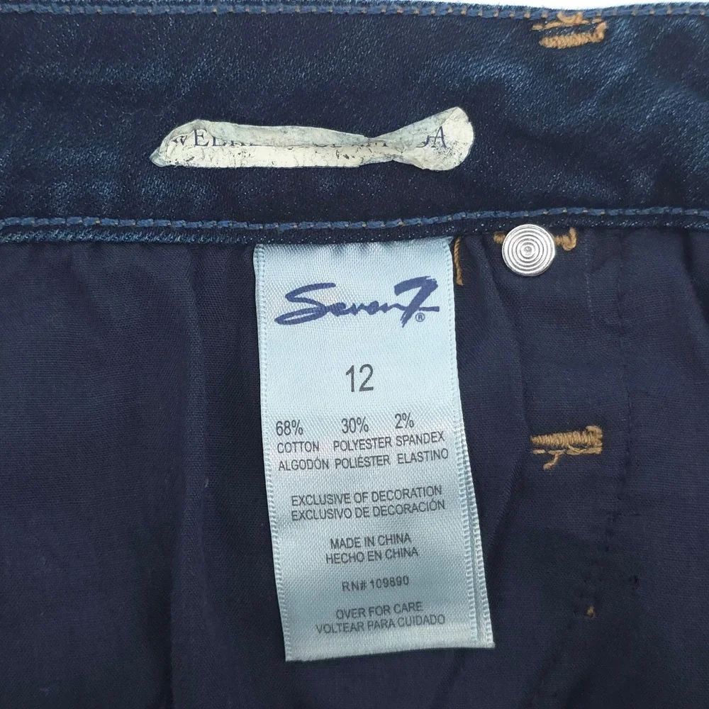 Seven7 Womens Denim Weekend Bermuda Shorts Size 12 Dark Wash Stretch Casual